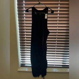 old navy ultralite racerback rib knit ruched knee length dress